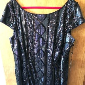 Adrianna Papell sequin cap sleeve sheath dress